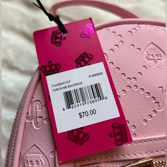 💜SOLD💜NWT Juicy By Juicy Couture Check Me Backpack Flamingo - Picture 4 of 13